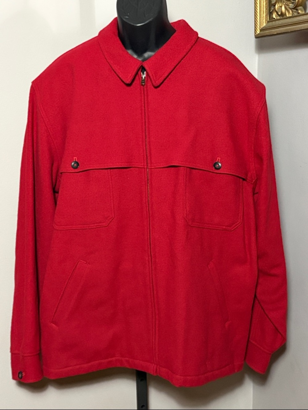 LL Bean XXL Classic Red Zip Up Wool Blend Jacket